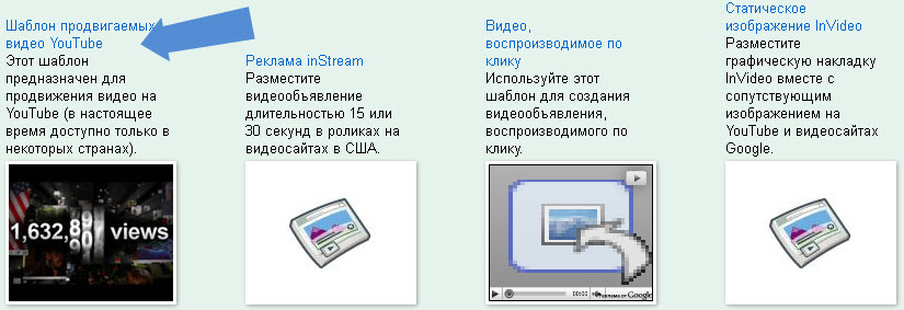 Шаблон продвигаемых видео YouTube