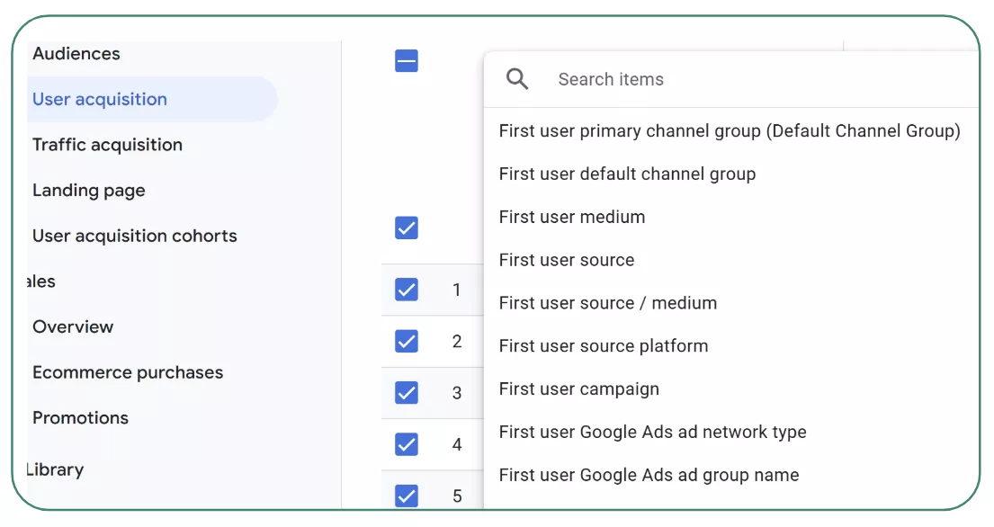 Звіт Google Analytics: User acquisition (залучення користувачів)