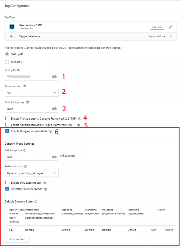 Configuring the Usercentrics CMP Tag