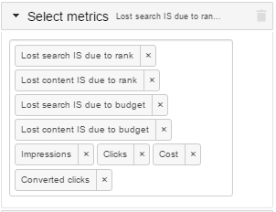 В результате поле Select metrics у вас будет выглядеть так же, как на рисунке ниже