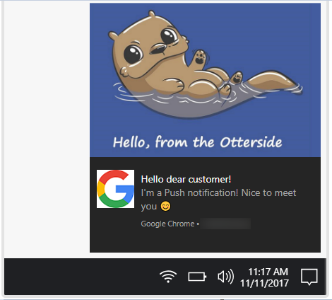 Браузерно push уведомление с голяма снимка (само за браузери Google Chrome)