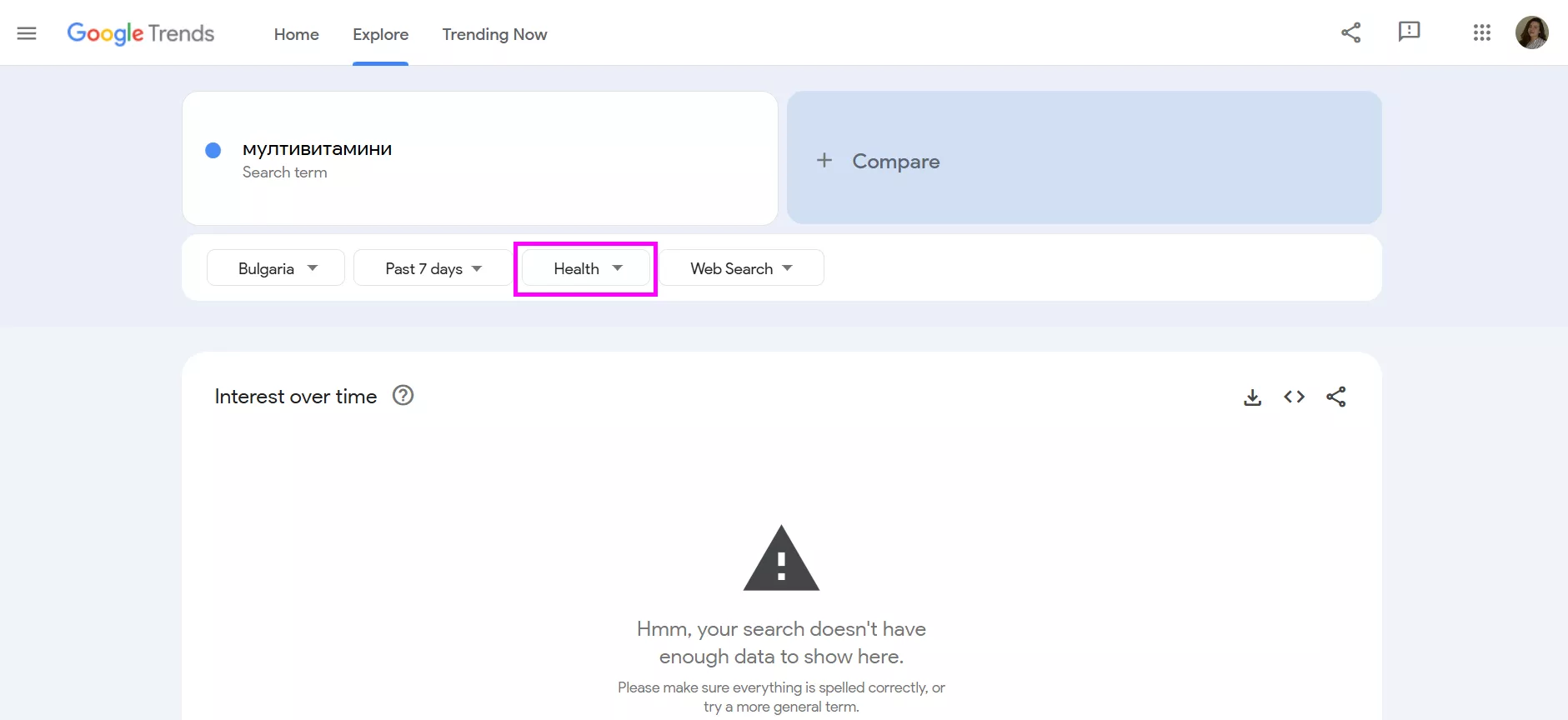 google trends categories