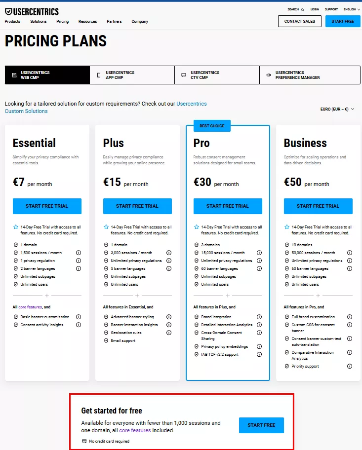 Usercentrics Web CMP