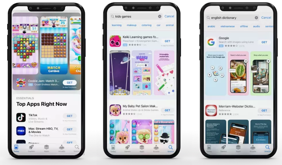 Примери за реклами в Apple Search Ads