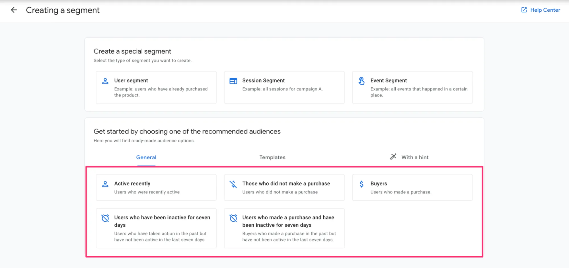 Example of a segment builder