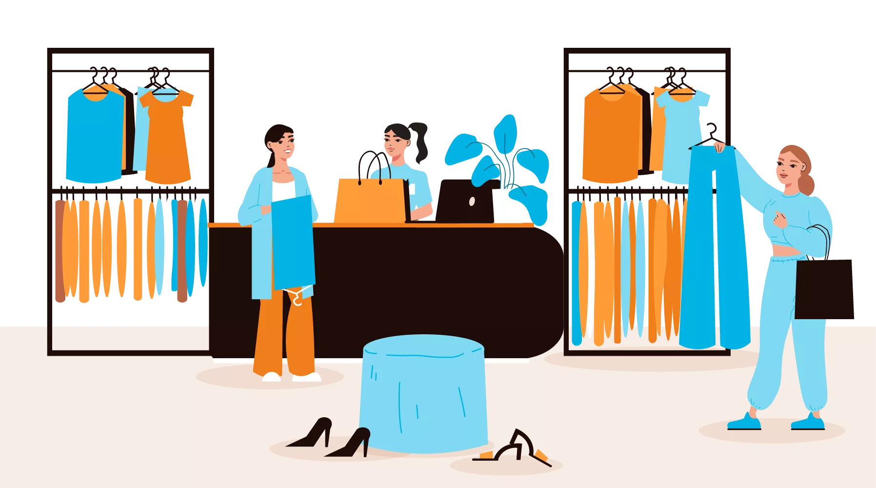 illustration of women shopping for clothes