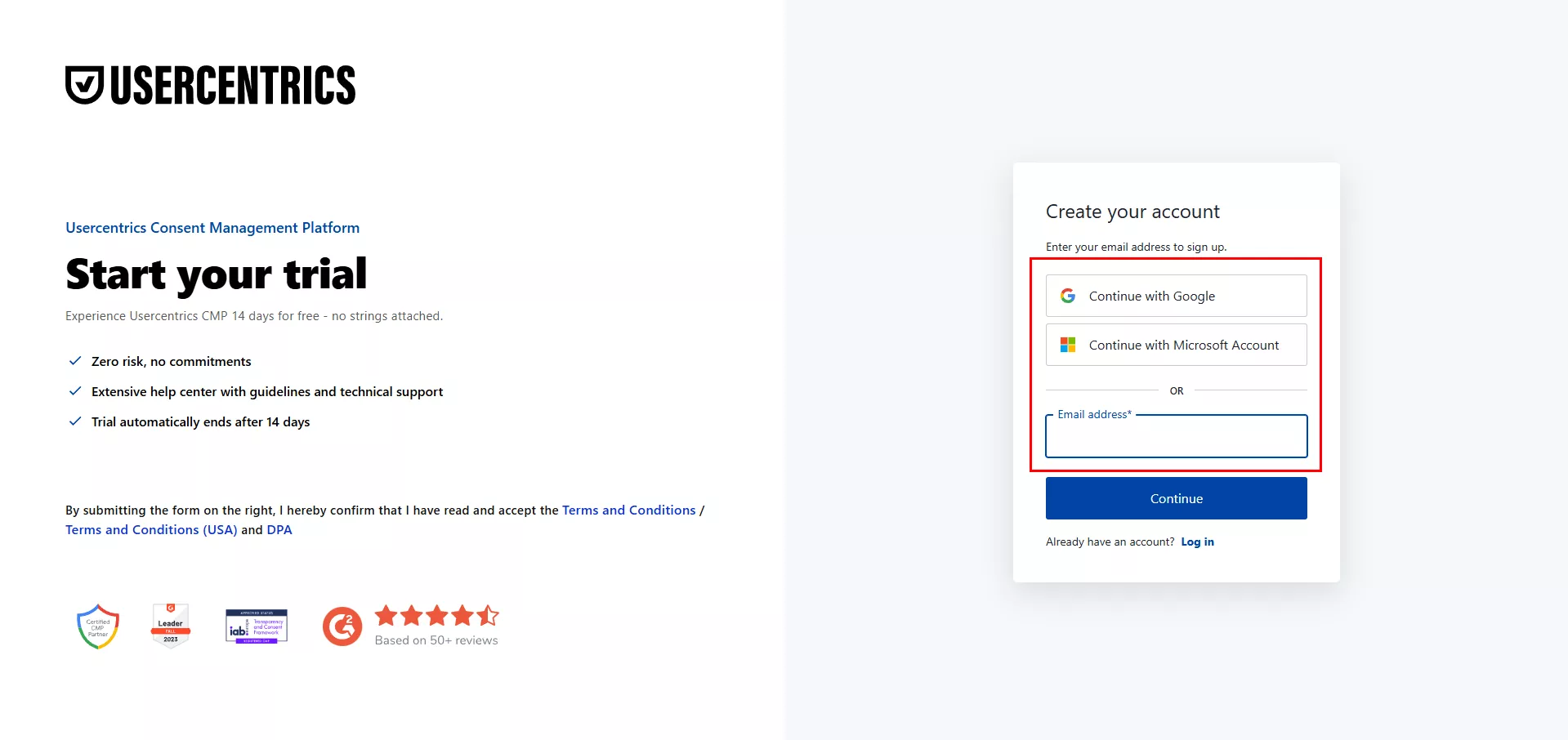Fill out the required fields to create your account