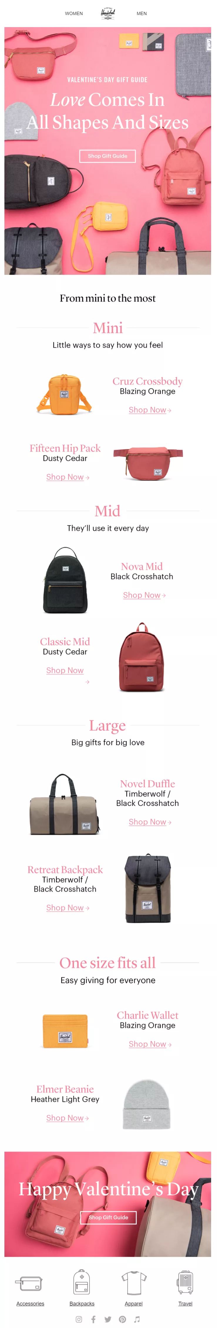 gift guide newletter for valentines day
