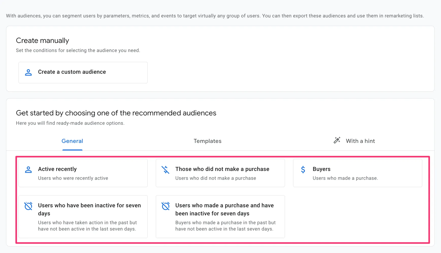 Example of an audience builder