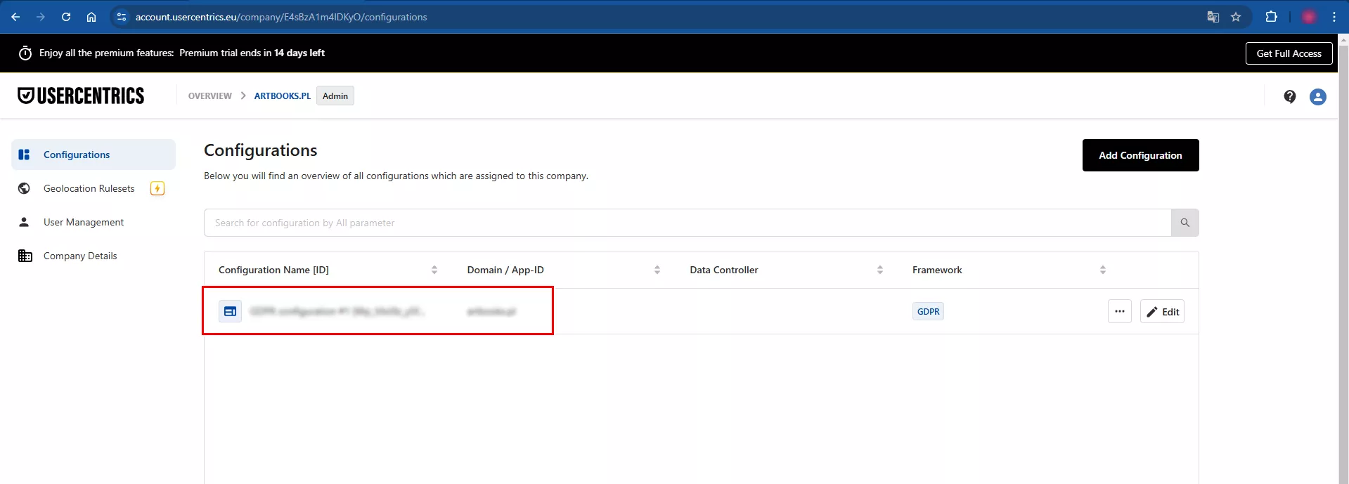 Регистрация на платформе Usercentrics