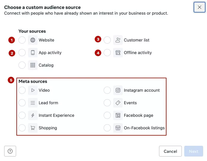 Types of Facebook custom audiences