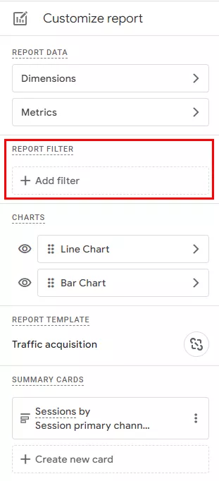 Go to report customization from the menu on the right