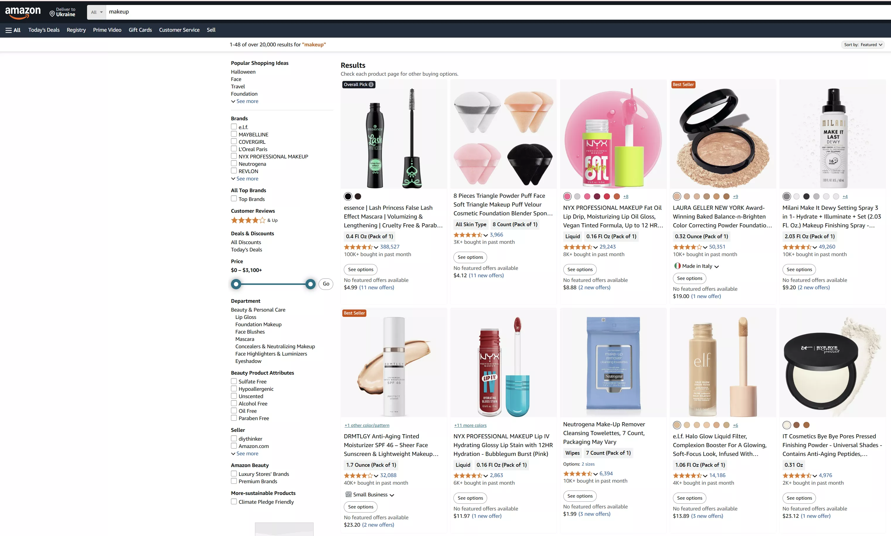 Підбірка товарів на Amazon в категорії MakeUp