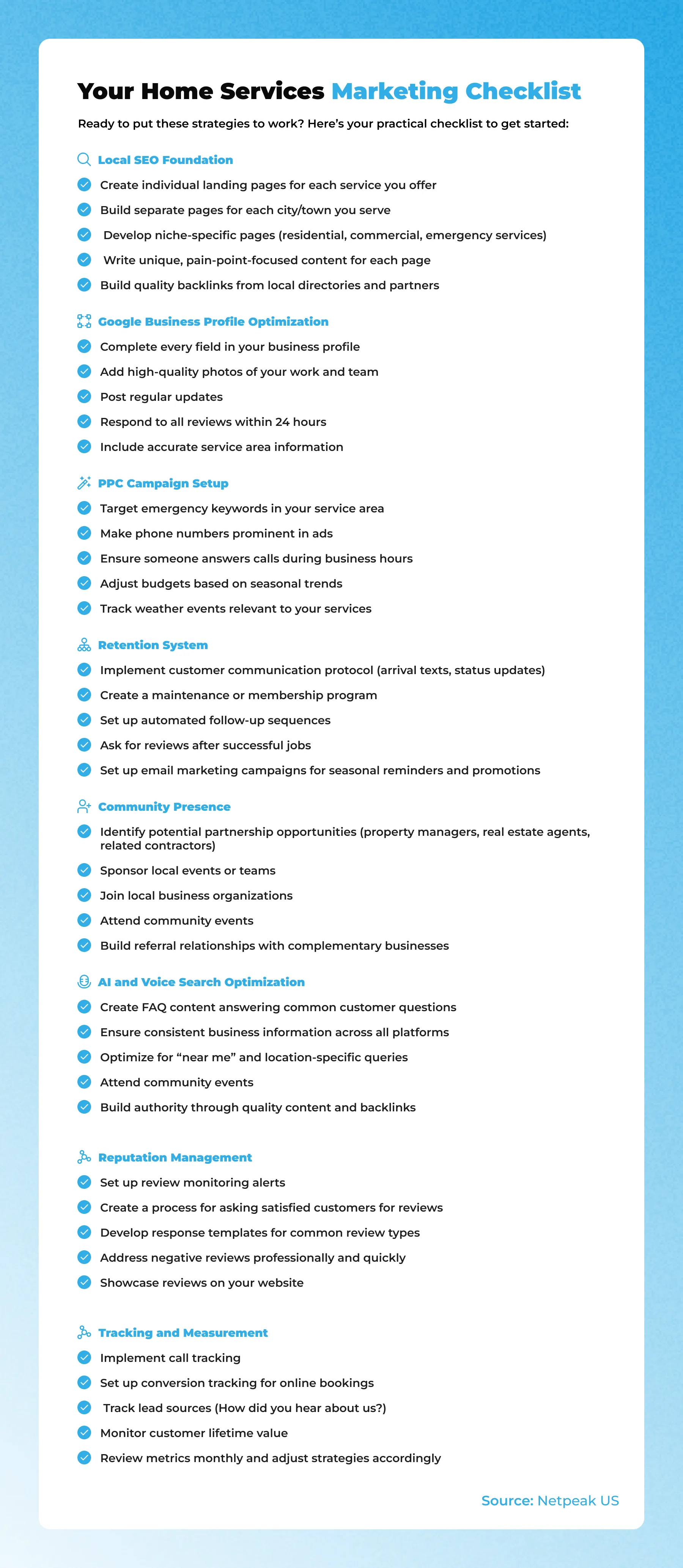 Home Service Marketing Checklist