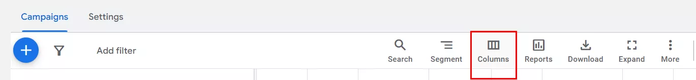 Чтобы добавить больше метрик для анализа, перейдите к фильтру Columns, после чего откроется меню со всеми показателями.