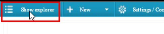 Чтобы создать первый набор данных (DataSet), жмем кнопку «Show explorer» в верхнем левом углу экрана