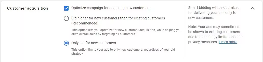 Стъпка 3: следете Customer Acquisition