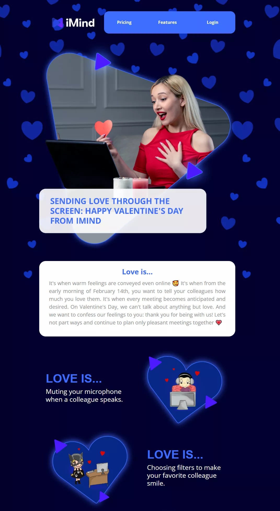 Валентинки розташували у шаховому порядку, щоби зробити лист візуально збалансованим і структурованим.