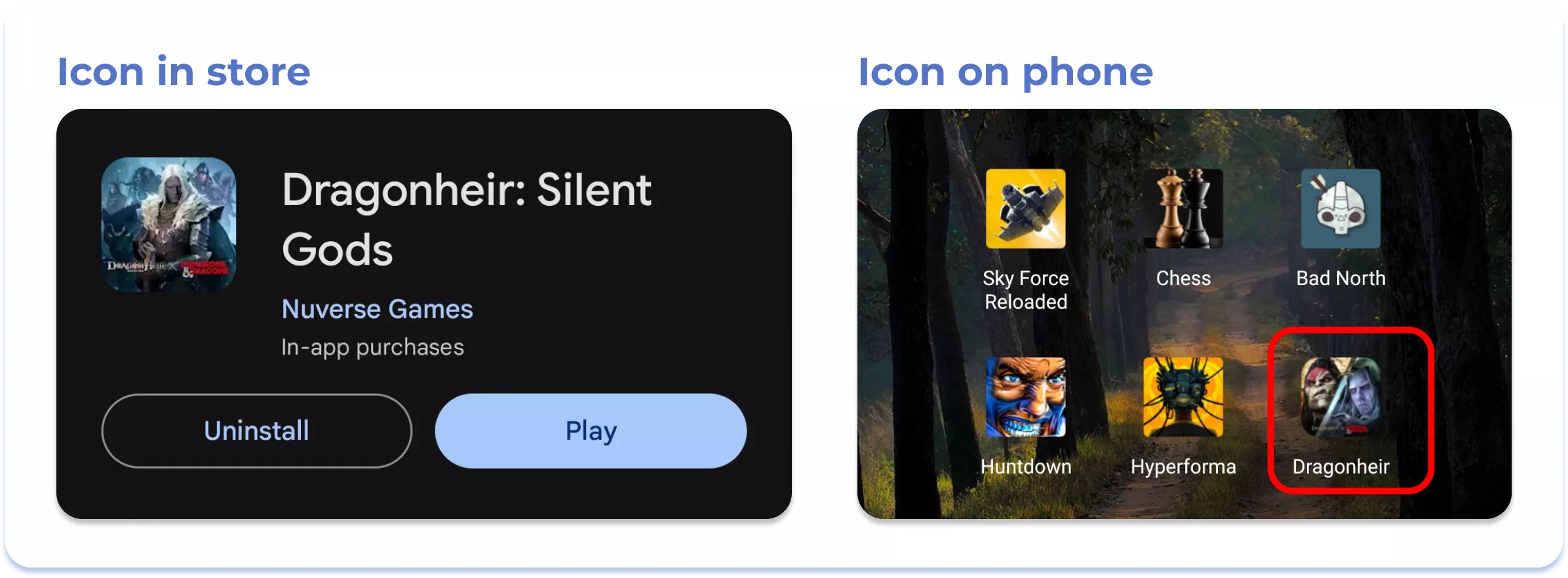 Different icons