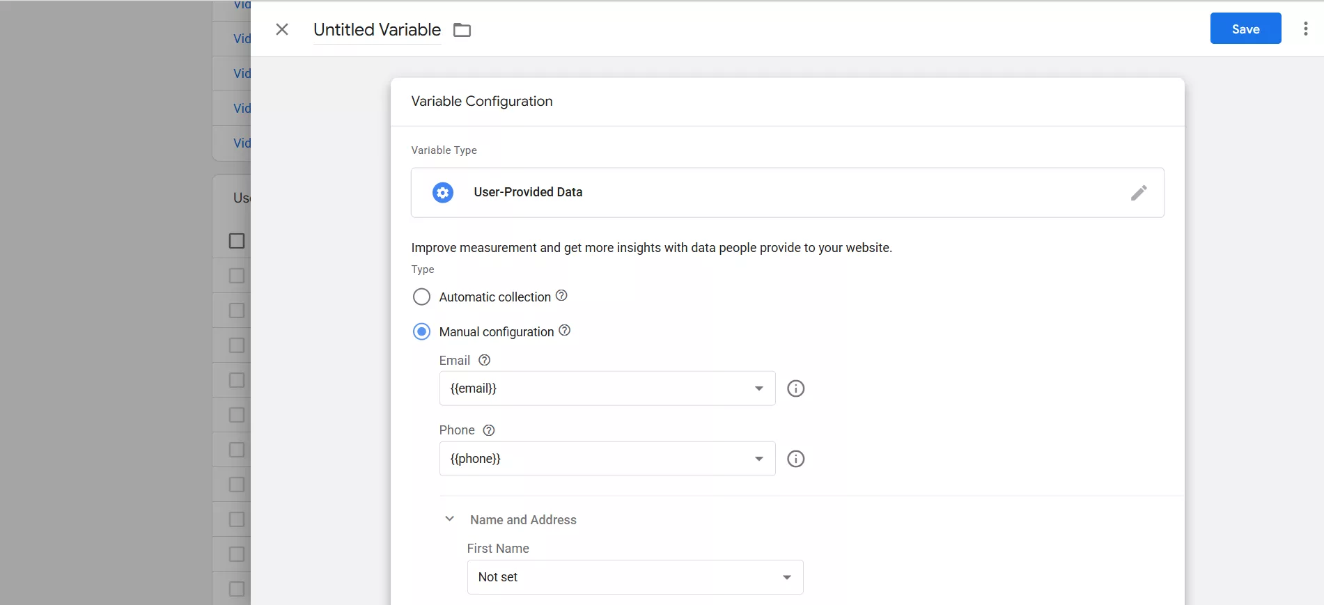 Для налаштування змінних номеру телефону й пошти, можна використати DOM елементи, Data Layer або створений JavaScript код який буде збирати потрібні дані з форми на сайті.