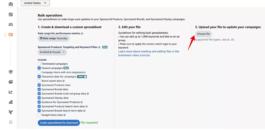 Upload modified file to the Amazon Bulk Operations profile