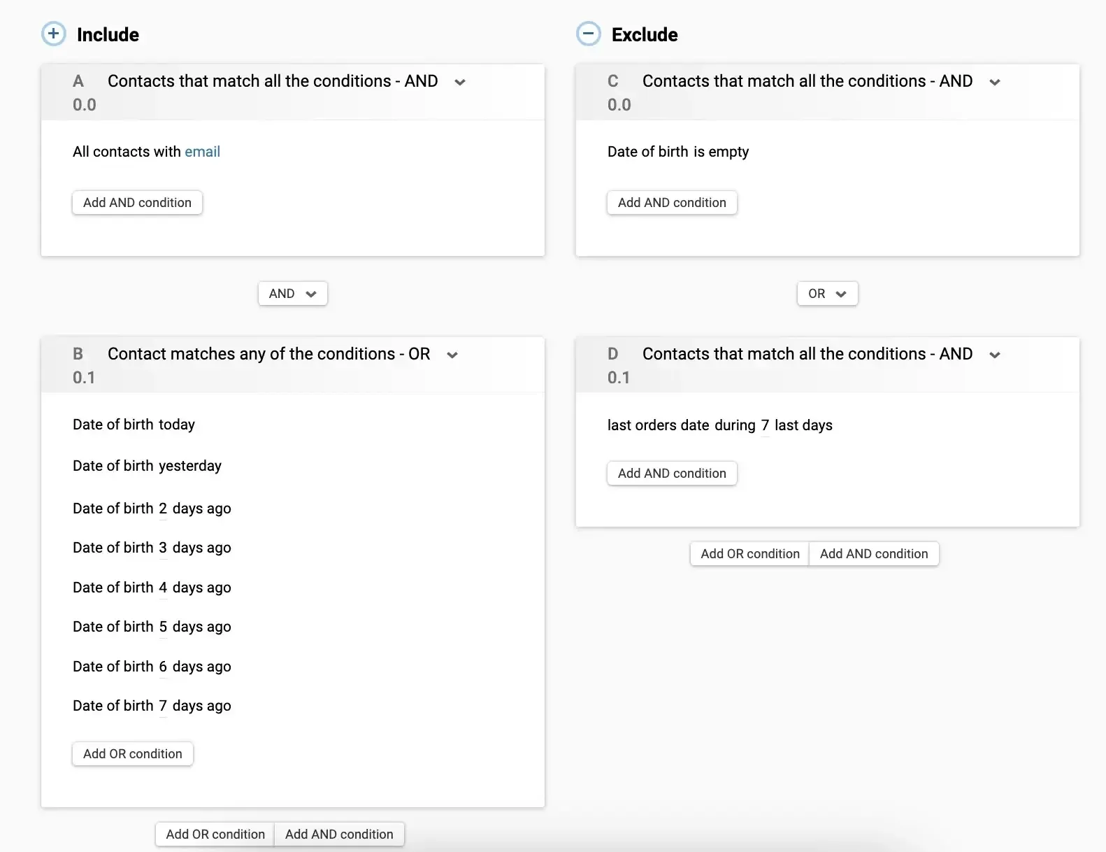След като разполагате с данните, Yespo обработва сегментирането въз основа на рожден ден автоматично.