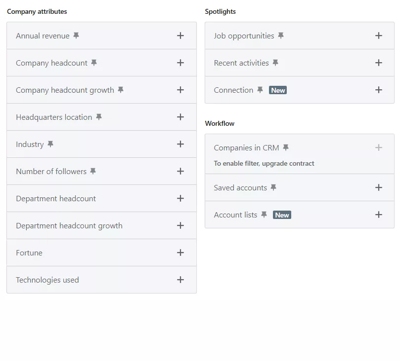 углубленная система фильтров LinkedIn Sales Navigator