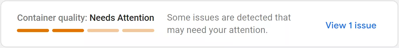 I just log in, open the right container, and in the Overview section, I can instantly see if there’s a warning