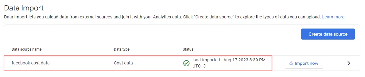 If all the data is correct and there are no errors, you will see a successful data import status.