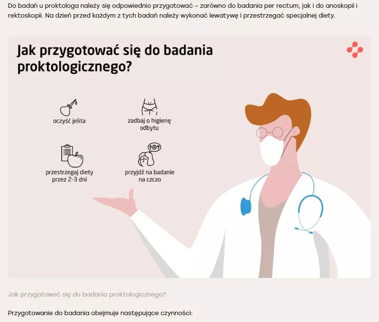 Пример реализации: страница отделения проктологии