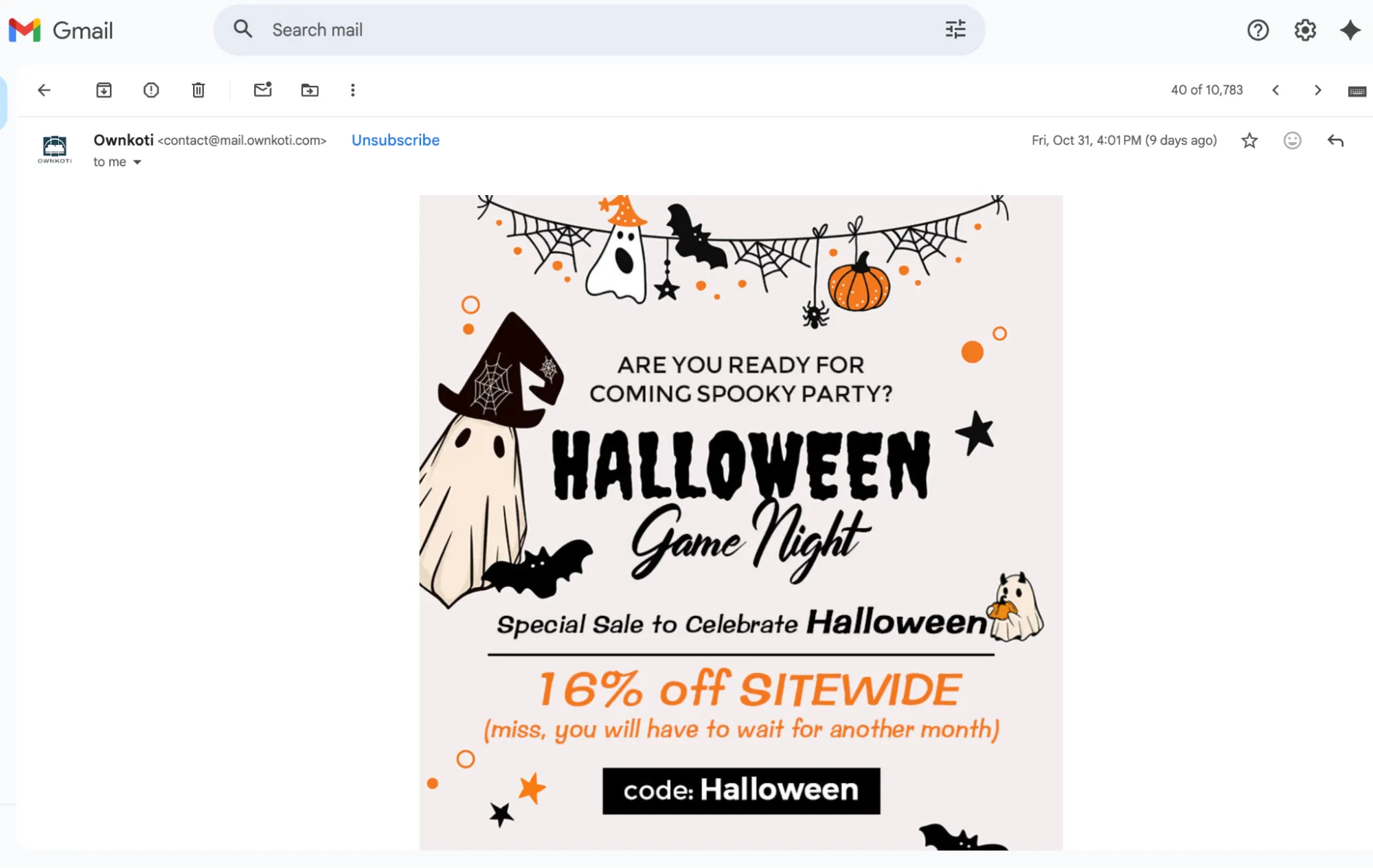 Email marketing example