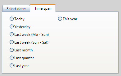 На вкладке Time span вы можете указать относительный период