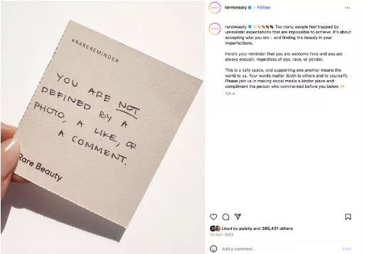 Selena Gomes Content Marketing for Rare Beauty