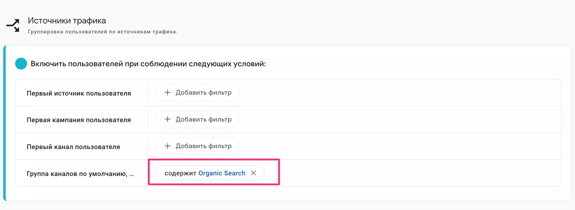Аудитории по источникам трафика