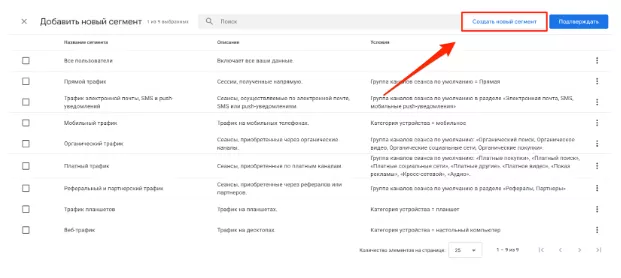 Как создать аудиторию из сегментов