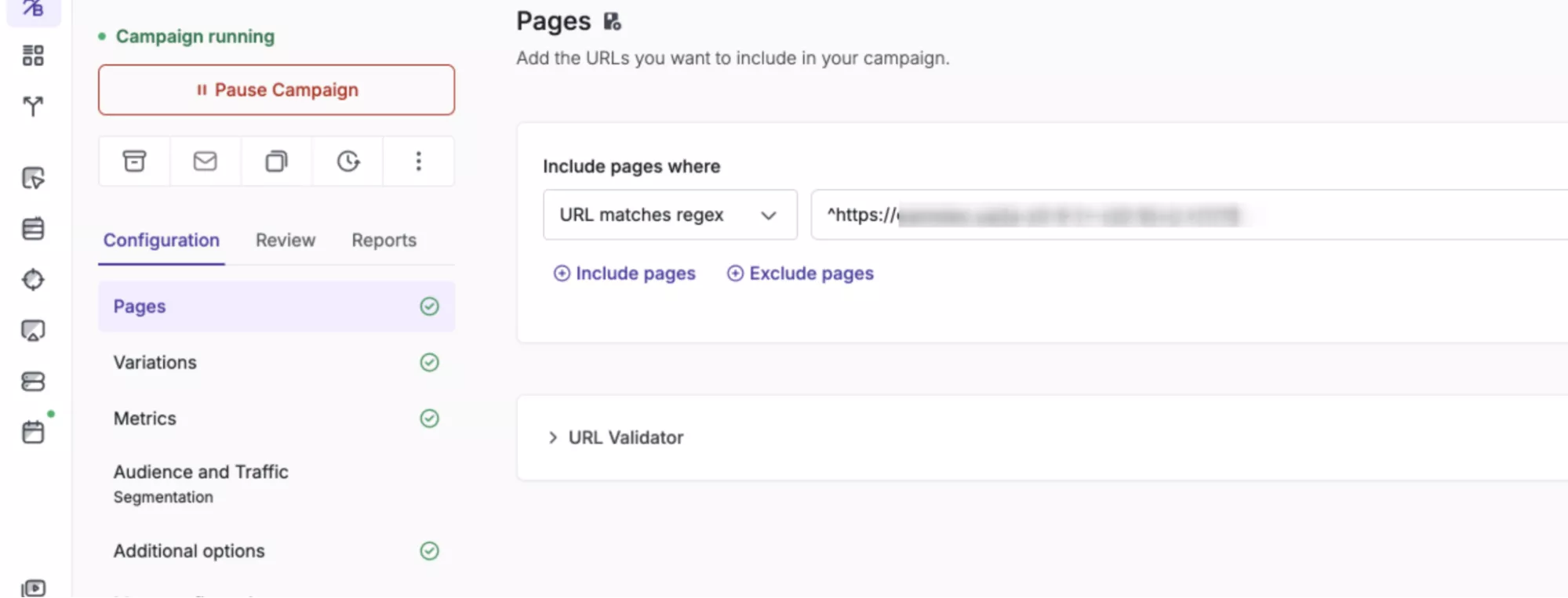 Выбор страницы для тестирования