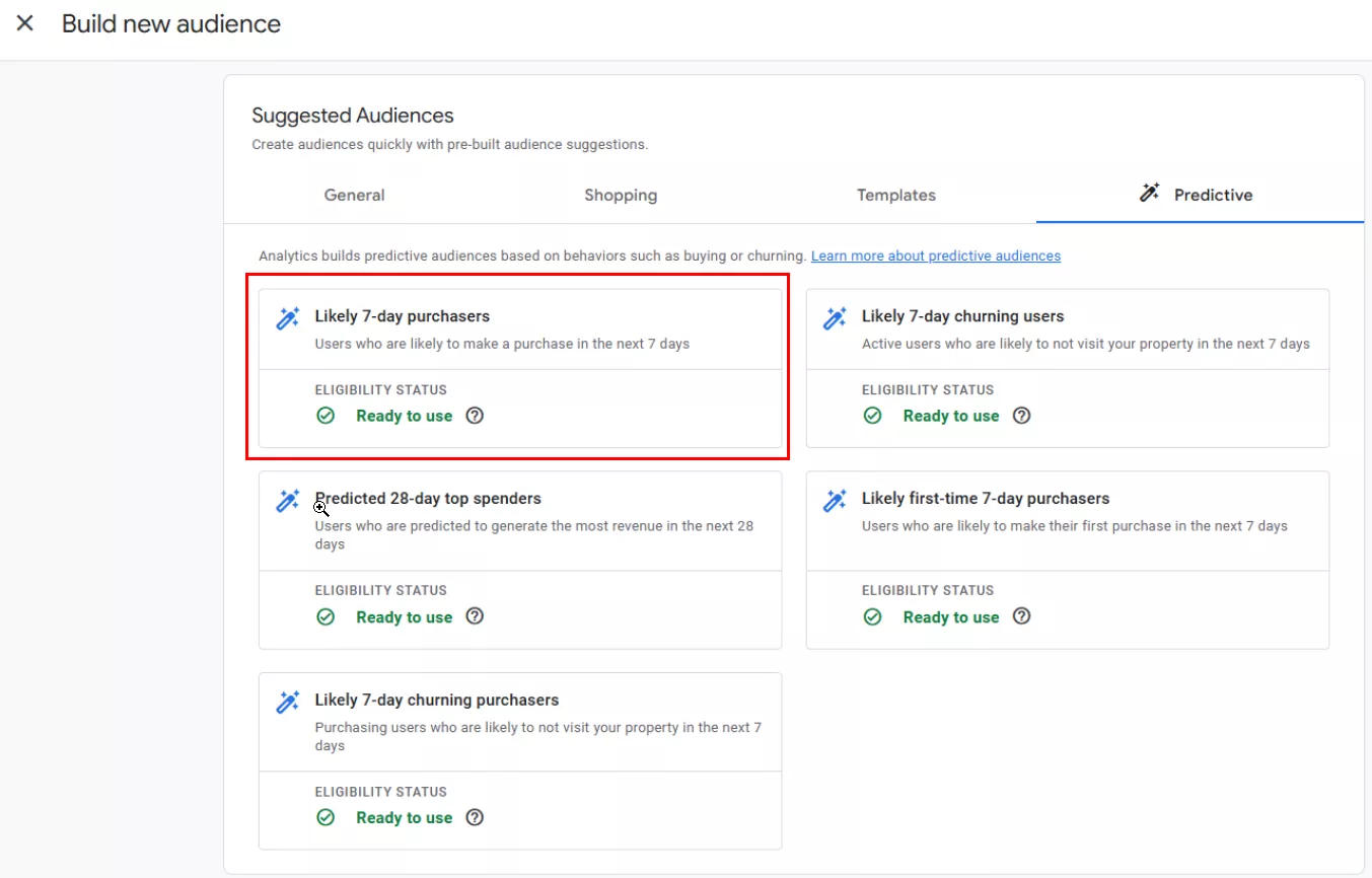 If audiences are available, they can be further customized
