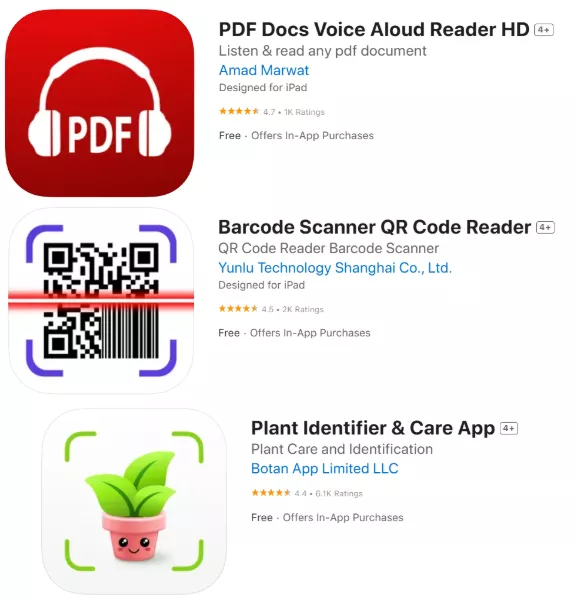 Примеры иконок, которые четко описывают функции приложения в App Store