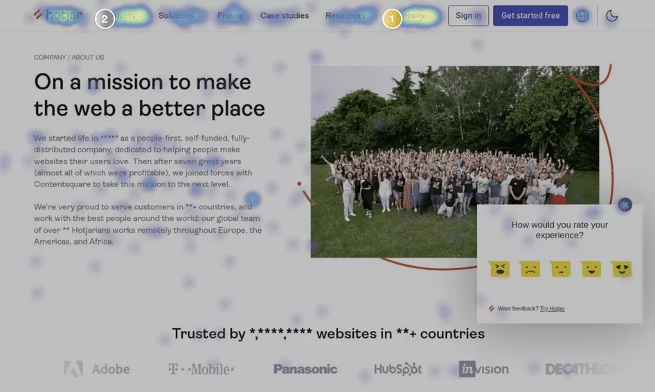 Hotjar: Click map example