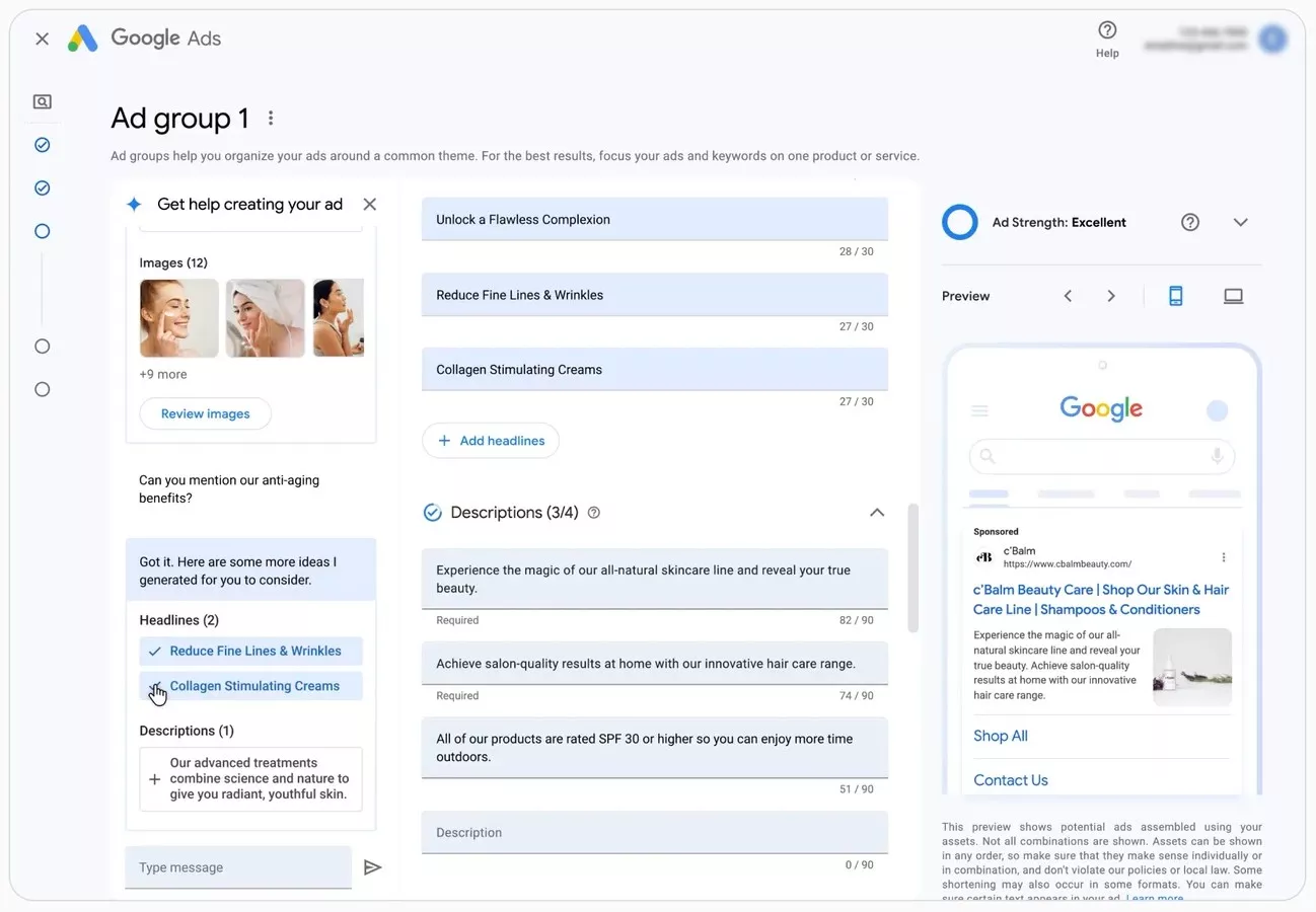 Google Ads: Ad group example