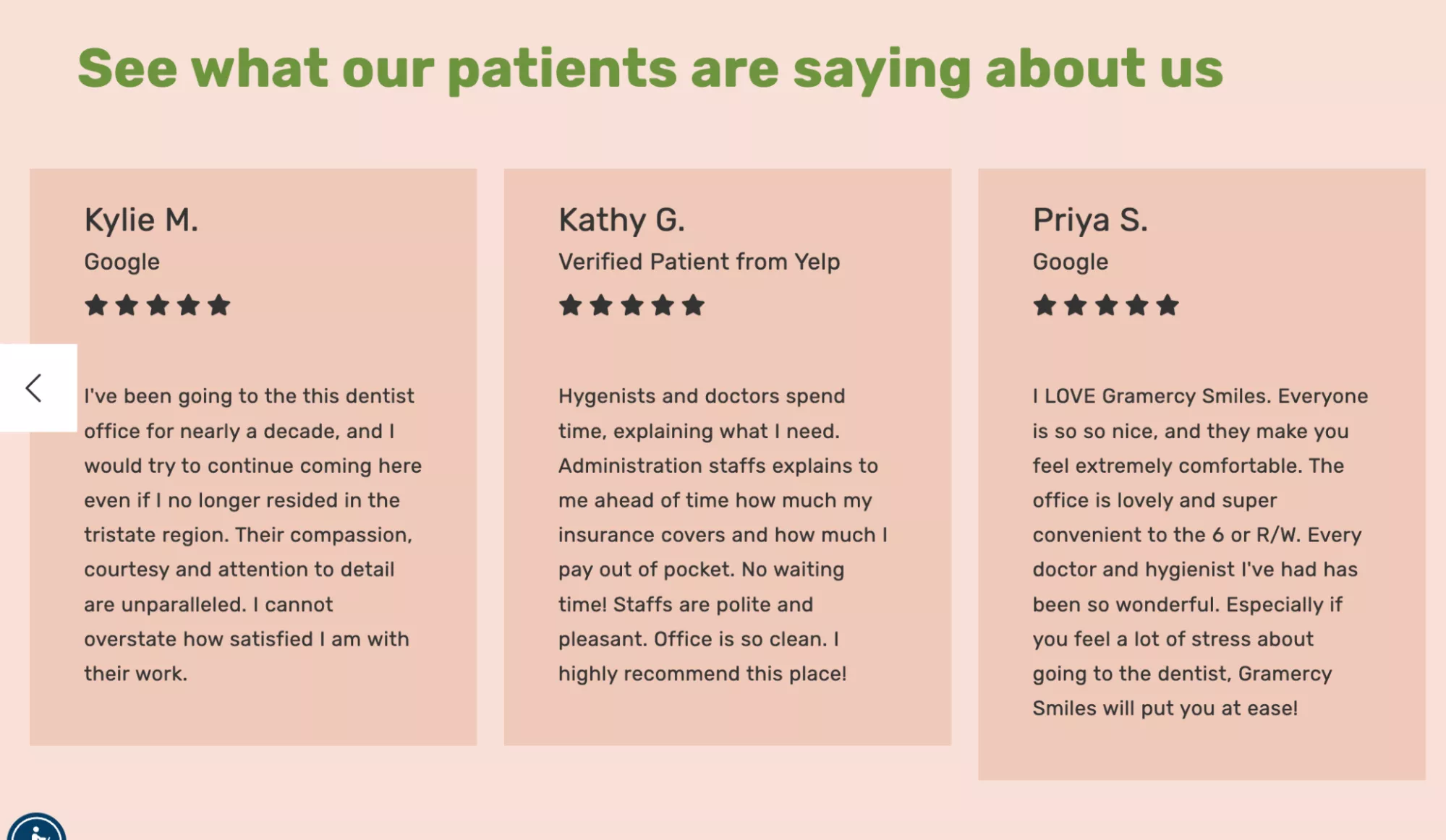 Healthcare organization testimonials example