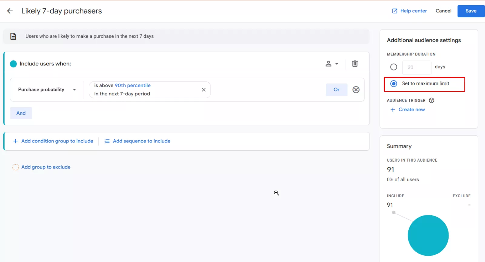Укажите срок пребывания пользователя в аудитории