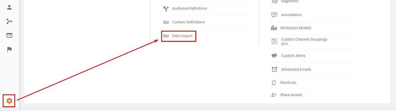 Шаблон за импортиране на данни в Google Analytics