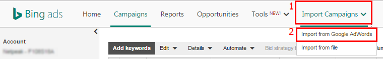 Как импортировать кампании из Google AdWords