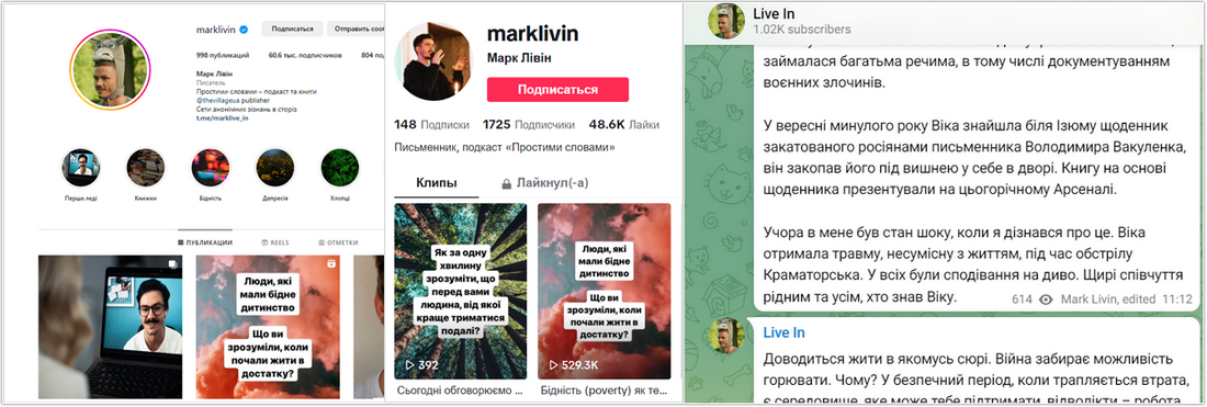 Лівін 3 соцмережі