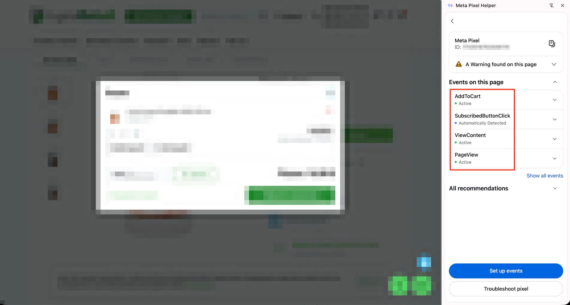 Перевірка подій Meta Pixel