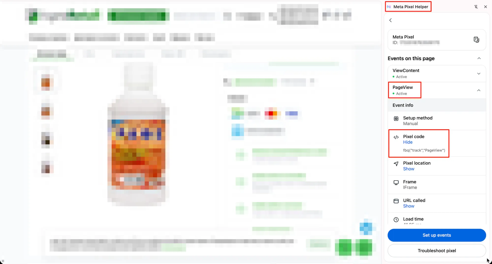 панель з інформацією про Pixel Helper