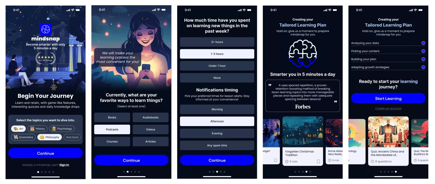 mindsnap design онбординг после