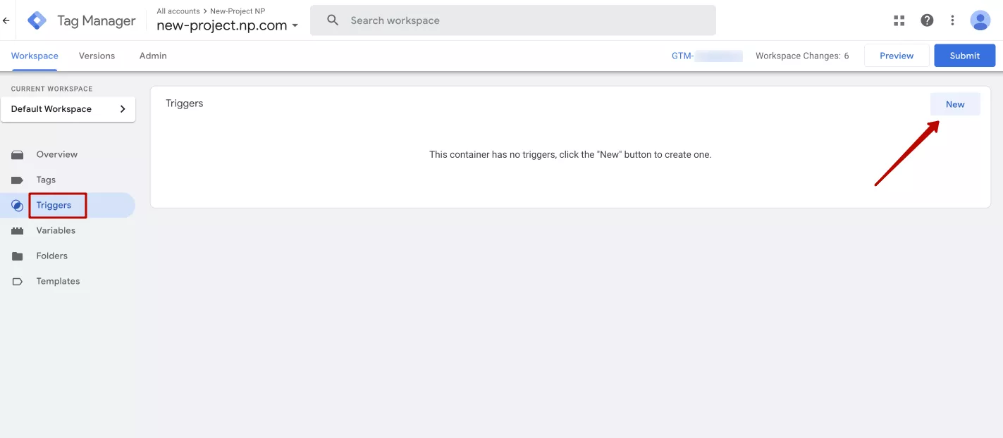 Перейдите в раздел «Триггеры» и нажмите на «Новый»