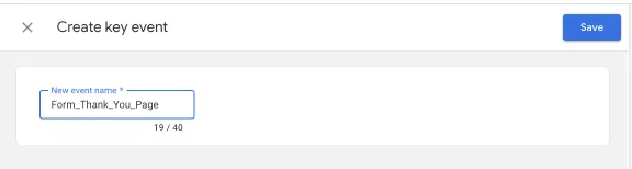 Введіть назву для ключової події конверсії — ідентично до назви попередньо створеної спеціальної події й натисніть «Зберегти»